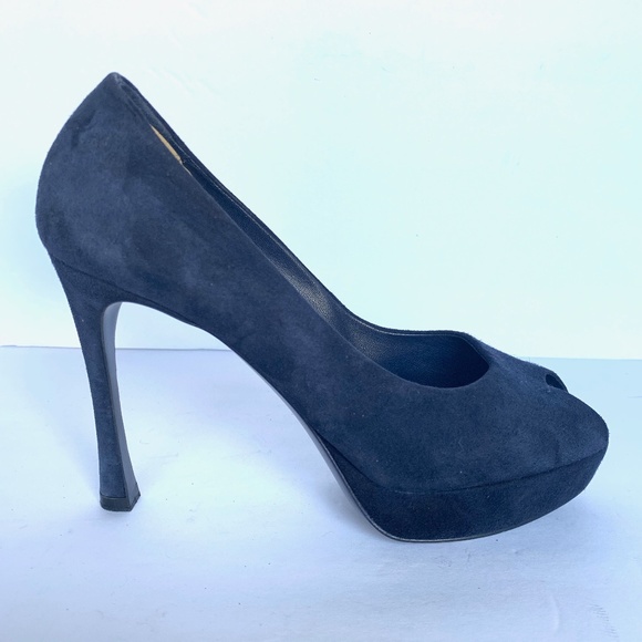 Yves Saint Laurent Blue Suede Platform Pumps 37